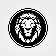 Majestic Lion Head in Circular Frame - A Bold and Powerful Emblem.