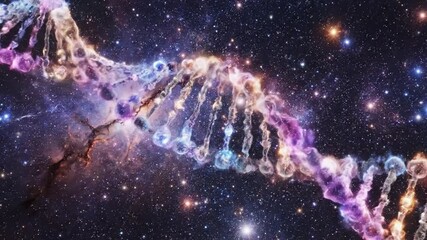 Abstract dna helix and cosmos background biological science and universe concept image - Powered by Adobe
