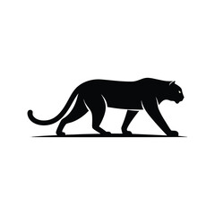 Silhouette of a black panther walking with its tail extended