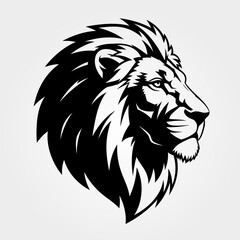 Majestic Lion Head Silhouette Fierce Gaze Powerful King of Jungle.