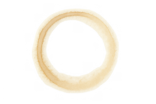 Yellow watercolor circle stroke creating an abstract organic ring frame on a transparent background