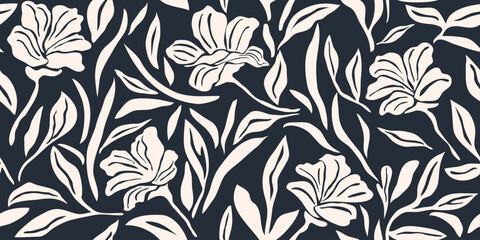 Vector Hand drawn flowers, seamless patterns with floral, botanical for fabric, textiles, clothing, wrapping paper, backdrop, banner, illustration, abstract backgrounds.
