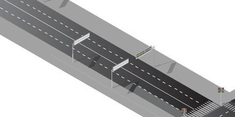 Curved Street or Highway Vector with White Painted Lines