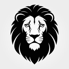 Fototapeta premium Majestic lion head vector art in black and white.