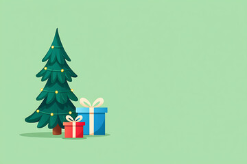 Festive Christmas Tree with Gifts A charming illustration featuring a decorated tree and presents, perfect for holiday greetings and designs