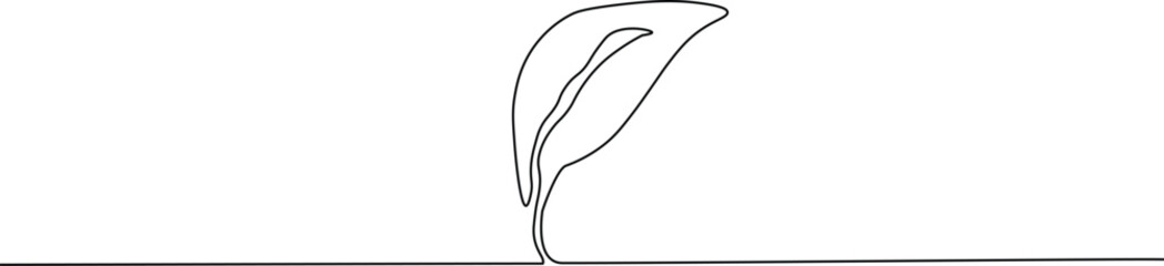 Continous one line Leaf icon illustration. single line simple linear growing leaf concept
