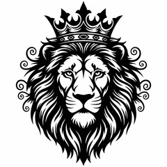 Majestic Lion Head with Crown - A Symbol of Royalty and Power.