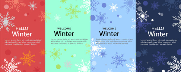 simple minimalist winter vector design illustration background with snowflake theme design. for banner, poster, social media, promotion. vector illustrations