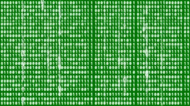 Abstract green background with binary code numbers for technology concept and digital data information