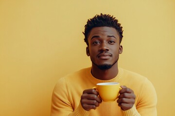 Calm man holding a cup of tea