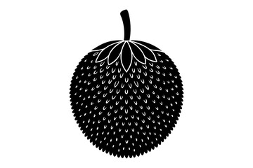 Stylized black silhouette of a spiky fruit isolated on white background silhouette