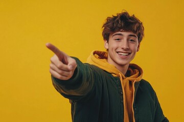 Teen pointing confidently toward the viewer