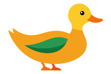 Stylized cartoon duck with yellow head and orange body silhouette isolated on white background