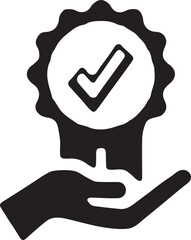 Hand holding a verified checkmark badge symbolizing quality assurance and approval
