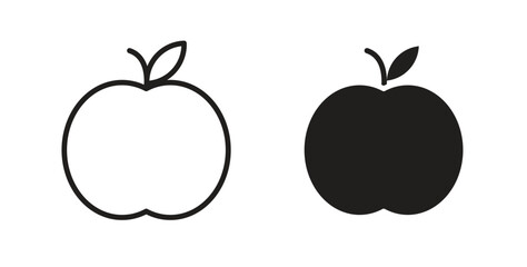 Apple icons with simple flat and thin stroke style