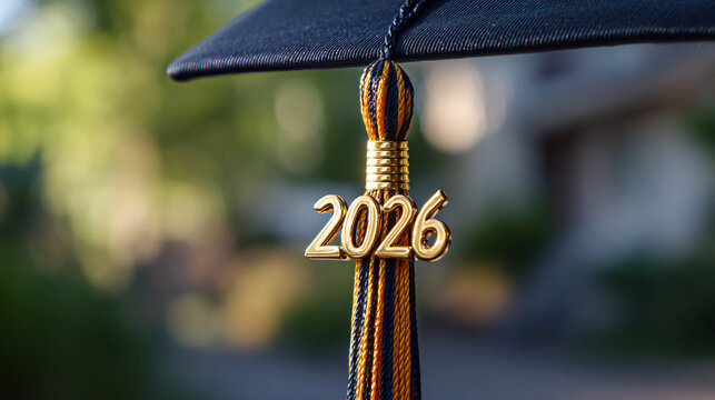 Graduation cap with a class of 2026 tassel showing future achievement