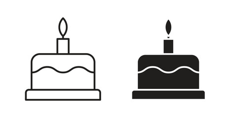 Cake icons with simple flat and thin stroke style
