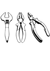 Set of vector icons with tools — pliers and wire cutters