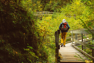 Wanderung durch die B&uuml;rser Schlucht, Wandern in &Ouml;sterreich, Vorarlberg im Herbst. 