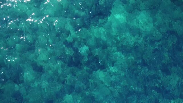 Top down view of an ocean rocky shore