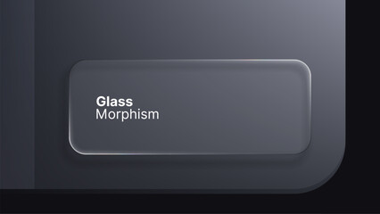 Liquid clear glass morphism rectangle frame on dark gray background. Modern creative transparent element for web, app design, or social media post.