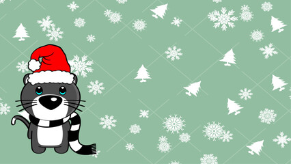 christmas cartoon baby cat background in vector art