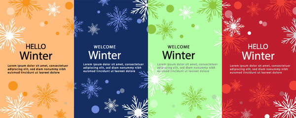 simple minimalist winter vector design illustration background with snowflake theme design. for banner, poster, social media, promotion. vector illustrations