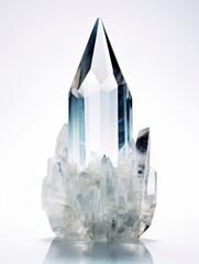 Crystal Quartz Cluster Displayed Against a Minimalist Black Background