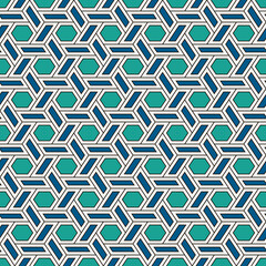 Hexagonal seamless pattern. Mosaic tiles. Geometrical wallpaper. Honeycomb print. Ethnic ornament illustration. Wicker background. Flooring image. Geometric backdrop. Vector work