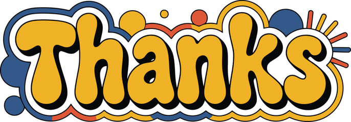 Thanks Colorful Groovy Style Fun Typography Design