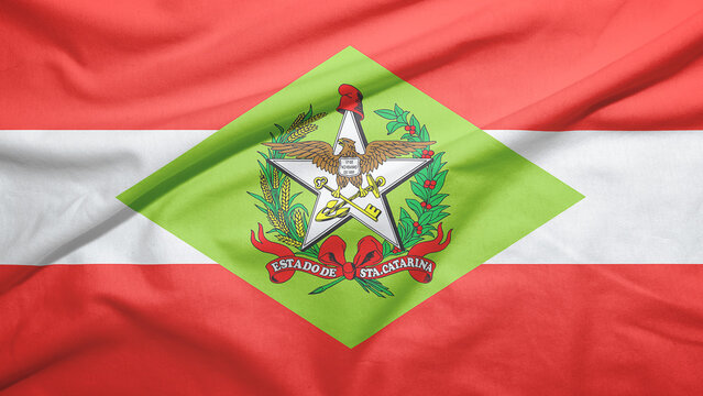 Santa Catarina state of Brazil flag full frame width on the fabric texture background