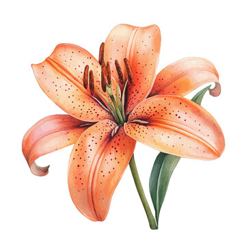 Lily Flower, watercolor painting vector, isolated on a white background.