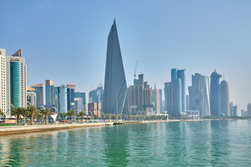 view of skyline in doha, in qatar