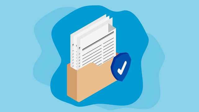 Document Security Platforms 2D Objects Animation Flat Cartoon 4K Video. File Folder With Shield. Transparent Alpha Channel. Animated Icon Template. Editable Transparent Background.