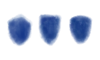 Abstract Blue Watercolor Shield Shape Set PNG, Hand-Painted Protection on transparent background