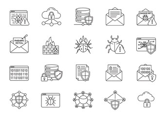 Safeguard your data with these cybersecurity icons for modern digital protection against online threats and hacking dangers today