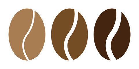 Coffee Bean Vector Icon Set. Minimalist Brown Design
