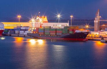Cadiz Port at night, Cadiz, Spain
