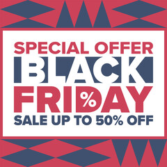 Black Friday. Sale up to 90% off. Biggest sale of the year. Special offer banner. Holiday shopping in United States. Super season deal in November. Discount badge. Creative vector template