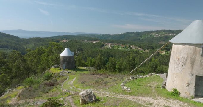 Windmills of Gavinhosv, village of Penacova, Portugal