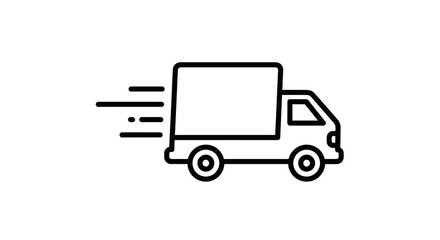 Simple Line Art Icon of a Delivery Truck in Motion.