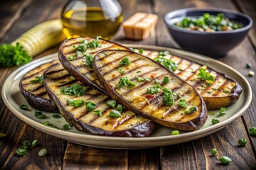 grilled eggplant with olive oil drizzle