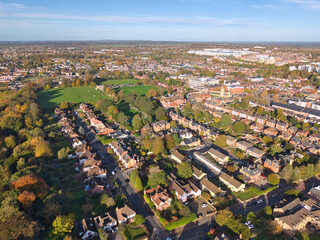 Aerial drone capture of Basingstoke town and centre on an autumnal day