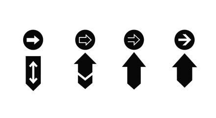 Collection of black arrow icons showing different directions and movement styles