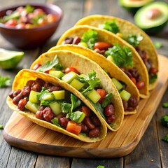 Vegan tacos with beans and avocado