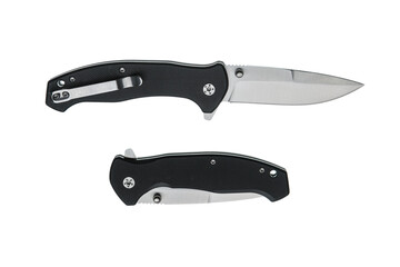 Black handle folding pocket knife