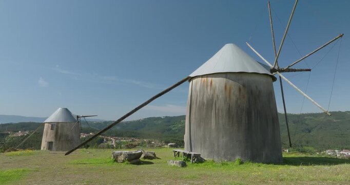 Windmills of Gavinhosv, village of Penacova, Portugal