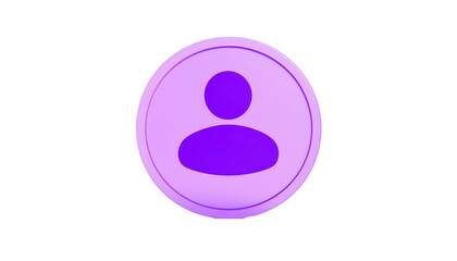 Purple silhouette icon of a human inside a circle on a black background, simple design