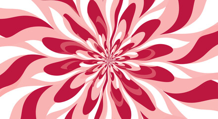 Abstract radial swirl pattern in shades of red, pink, and white creating a dynamic and hypnotic visual effect.