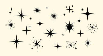 Collection of various star illustrations, showcasing different shapes and designs against a neutral background.